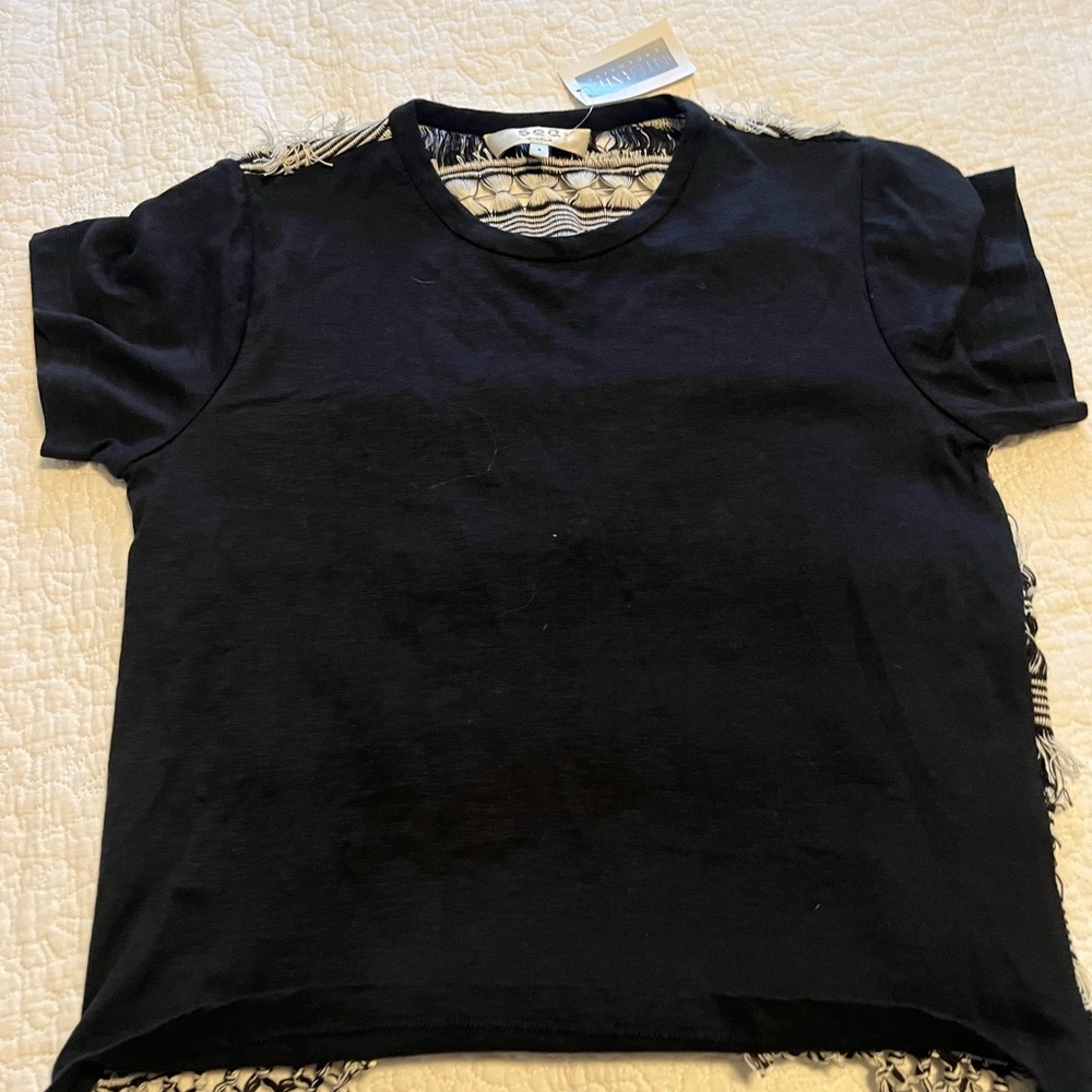 Sea New York Black Top with Patterned Accents